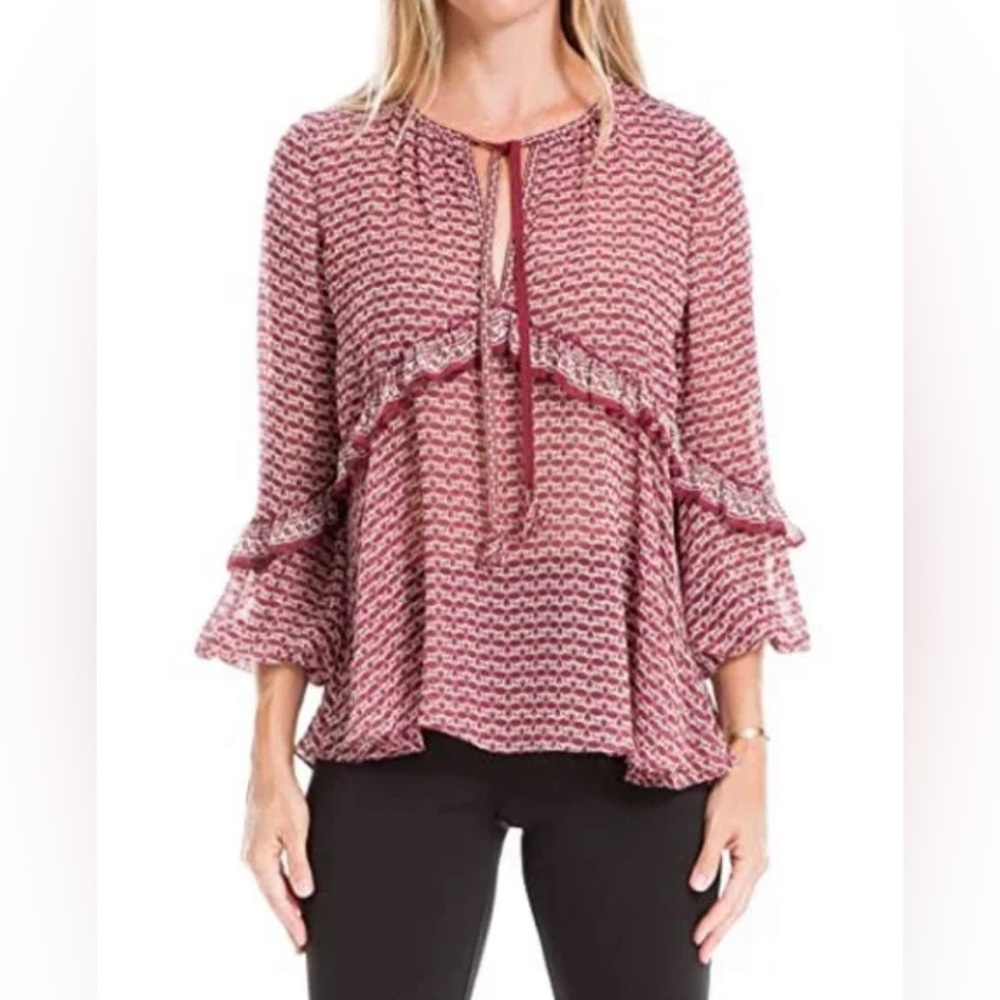 XL Max Studio Boho Ruffle Blouse